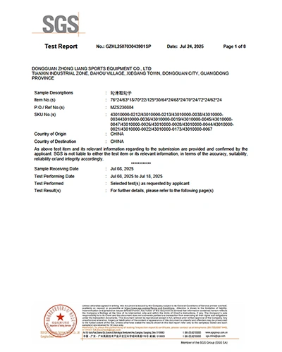 Rapport d’essai SGS : roues de roller